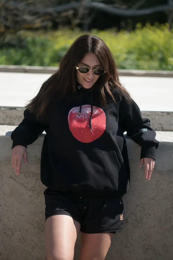 Hoodie Κόκκινη Καλημέρα σε χρώμα μαύρο