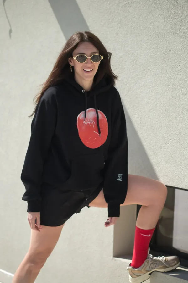 Hoodie Κόκκινη Καλημέρα σε χρώμα μαύρο - Image 4