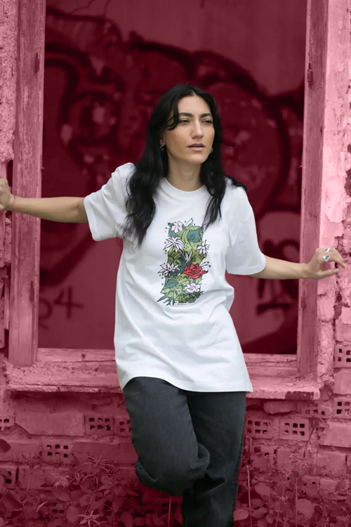 Κοντομάνικη Μπλούζα Λουλούδια